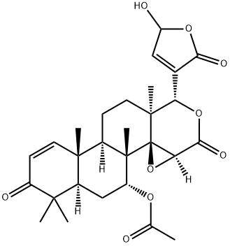 (17aα,13α)-7α-Acetoxy-14β,15β-epoxy-4,4,8-trimethyl-3,16-dioxo-D-homo-17aα-(2,5-dihydro-5-hydroxy-2-oxofuran-3-yl)-17-oxa-5α-androst-1-ene,24566-14-1,结构式