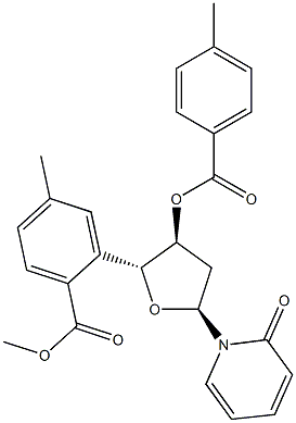 1-[3-O,5-O-Bis(4-methylbenzoyl)-2-deoxy-α-D-erythro-pentofuranosyl]-2(1H)-pyridinone 结构式