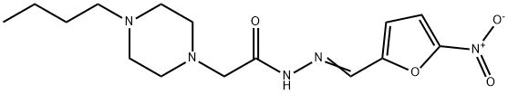 N'-[(5-ニトロフラン-2-イル)メチレン]-4-ブチル-1-ピペラジン酢酸ヒドラジド 化学構造式