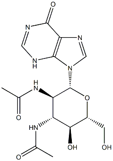 9-[2,3-Bis(acetylamino)-2,3-dideoxy-β-D-glucopyranosyl]-1,9-dihydro-6H-purin-6-one Struktur