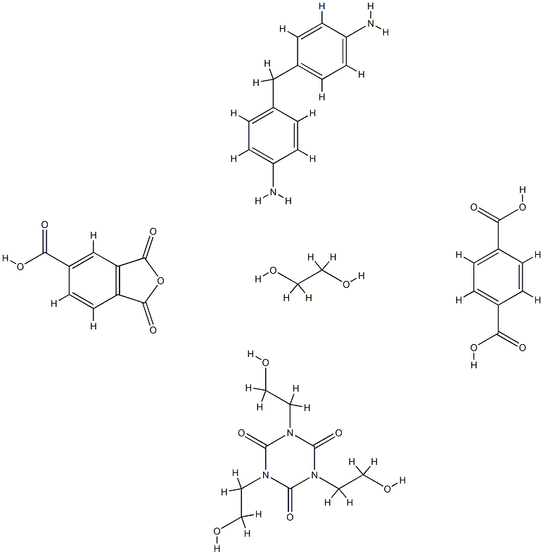 1,4-苯二羧酸与1,3-二氢-1,3-二氧-5-异苯呋喃羧酸、1,2-乙二醇、4,4-甲基苯(苯甲基)和1,3,5-三(2-羟乙基)-1,3,5-三氮杂-2,4,6,(1H,3H,5H)-三碳的聚合物 结构式