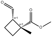 Cyclobutanecarboxylic acid, 2-formyl-1-methyl-, methyl ester, (1R,2S)-rel- (9CI) Struktur