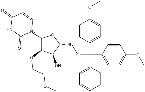 5'-O-[二(4-甲氧基苯基)苯基甲基]-2'-O-(2-甲氧基乙基)尿苷 结构式