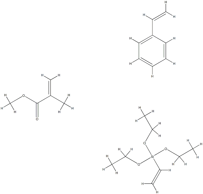 2-甲基-2-丙烯酸甲酯与乙烯基苯和乙烯基三乙氧基硅烷的聚合物 结构式