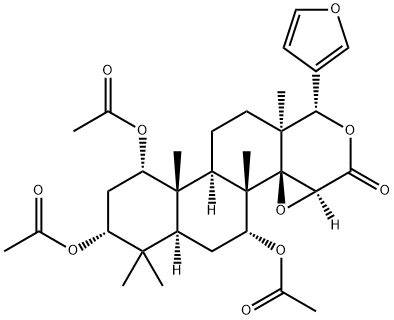 (13α,17aα)-1α,3α,7α-Triacetoxy-14β,15β:21,23-diepoxy-4,4,8-trimethyl-D-homo-24-nor-17-oxa-5α-chola-20,22-dien-16-one Struktur