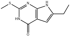 4H-Pyrrolo[2,3-d]pyrimidin-4-one,6-ethyl-1,7-dihydro-2-(methylthio)-(9CI) 化学構造式