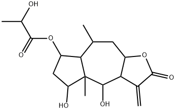 (3aS,4aβ,7aβ)-ドデカヒドロ-4,5-ジヒドロキシ-7-(2-ヒドロキシ-1-オキソプロポキシ)-8α-メチル-3-メチレンアズレノ[6,5-b]フラン-2-オン 化学構造式