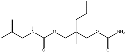 2-(カルバモイルオキシメチル)-2-メチルペンチル=2-メチル-2-プロペニルカルバマート 化学構造式