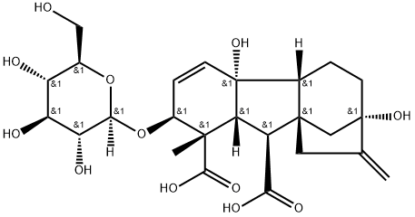 2β-(β-D-Glucopyranosyloxy)-4aα,7-dihydroxy-1-methyl-8-methylenegibb-3-ene-1α,10β-dicarboxylic acid,25465-93-4,结构式