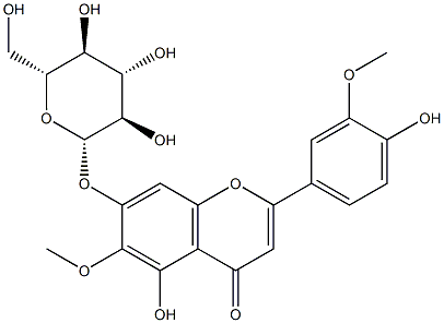 7-(β-D-Glucopyranosyloxy)-4',5-dihydroxy-3',6-dimethoxyflavone 结构式