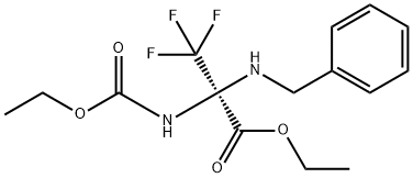 ethyl 2-(benzylamino)-2-[(ethoxycarbonyl)amino]-3,3,3-trifluoropropanoate Struktur