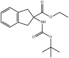 1H-Indene-2-carboxylic acid, 2-[[(1,1-diMethylethoxy)carbonyl]aMino]-2,3-dihydro-, ethyl ester Structure