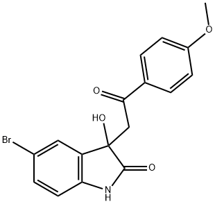 5-溴-3-羟基-3-(2-(4-甲氧基苯基)-2-氧乙基)吲哚炔-2-酮,258264-67-4,结构式