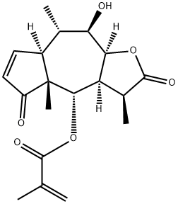 2-Methylpropenoic acid [(3S)-2,3,3aα,4,4a,5,7aα,8,9,9aα-decahydro-9β-hydroxy-3β,4aβ,8α-trimethyl-2,5-dioxoazuleno[6,5-b]furan-4α-yl] ester 结构式