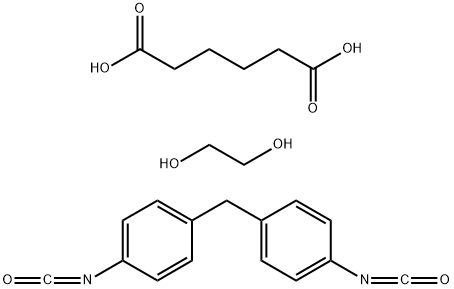 己二酸与乙二醇和1,1'-亚甲基双(4-异氰酸基苯)的聚合物 结构式