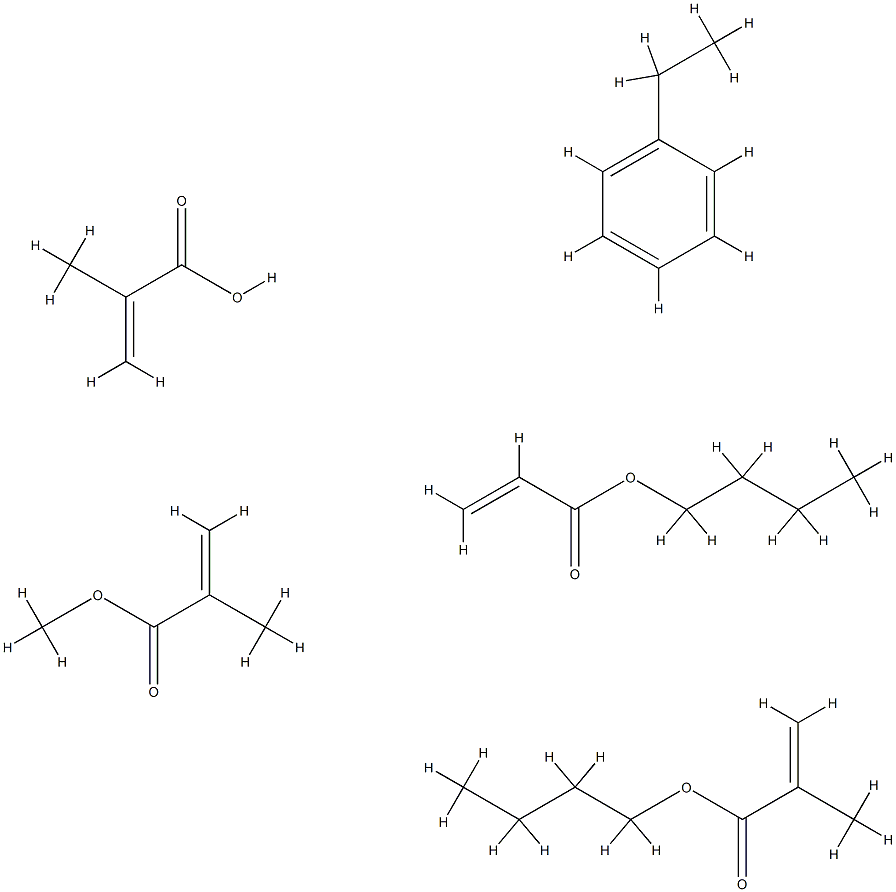 2-Propenoic acid, 2-methyl-, polymer with butyl 2-methyl-2-propenoate, butyl 2-propenoate, ethenylbenzene and methyl 2-methyl-2-propenoate|2-甲基-2-丙烯酸与2-甲基-2-丙烯酸丁酯、2-丙烯酸丁酯、苯乙烯和2-甲基-2-丙烯酸甲酯的聚合物