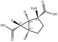 Bicyclo[3.1.0]hexane-2,6-dicarboxylic acid, 2-amino-6-fluoro-, (1R,2S,5R,6R)-rel- (9CI) Structure