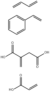 Butanedioic acid, methylene-, polymer with 1,3-butadiene, ethenylbenzene and 2-propenoic acid 化学構造式