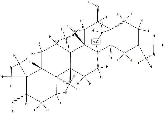 13,28-エポキシオレアナン-3β,16α-ジオール 化学構造式