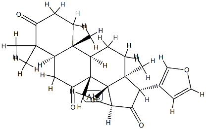 (13α,17α)-14β,15β:21,23-ジエポキシ-4,4,8-トリメチル-24-ノル-5α-コラ-20,22-ジエン-3,7,16-トリオン 化学構造式