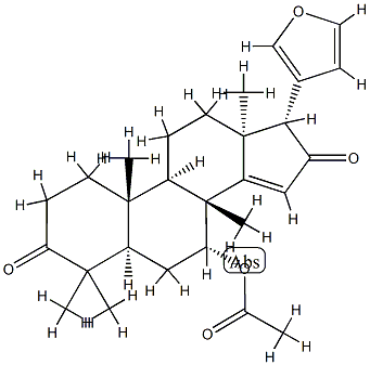 (13α,17α)-7α-(Acetyloxy)-21,23-epoxy-4,4,8-trimethyl-24-nor-5α-chola-14,20,22-triene-3,16-dione 结构式