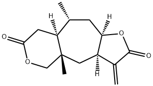 (3aR,8aα,10aα)-3a,4a,5,8,8a,9,10,10a-Octahydro-4aβ,9α-dimethyl-3-methylenefuro[2',3':5,6]cyclohepta[1,2-c]pyran-2,7(3H,4H)-dione Structure