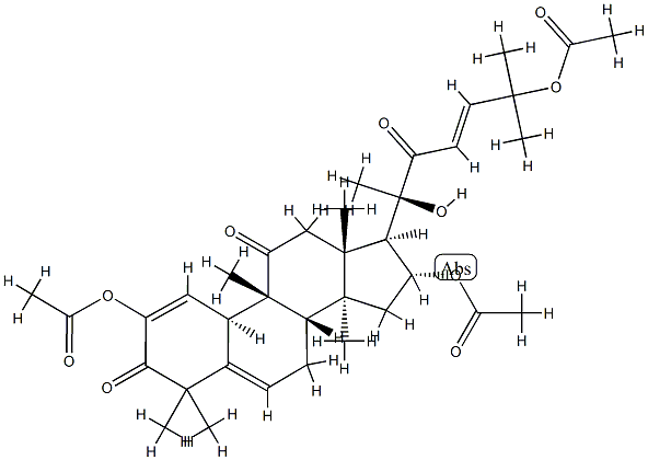 (10α,23E)-2,16α,25-トリアセトキシ-20-ヒドロキシ-9β-メチル-19-ノルラノスタ-1,5,23-トリエン-3,11,22-トリオン 化学構造式