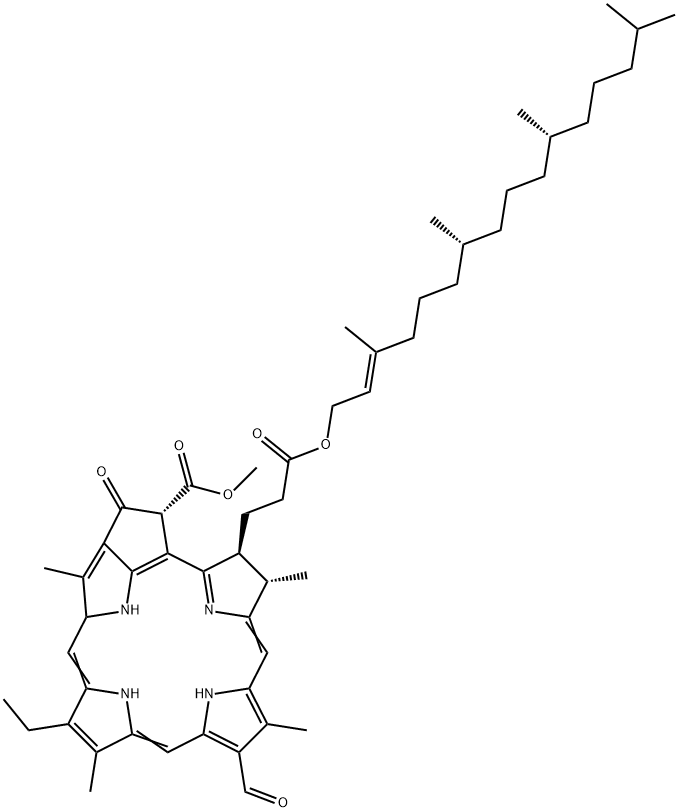 (132R)-3-Deethyl-3-formyl-132α-(methoxycarbonyl)phytochlorin phytyl ester 结构式