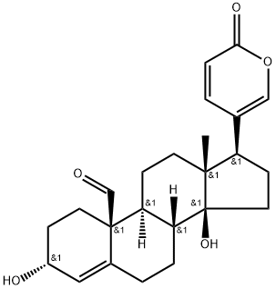 3α,14-ジヒドロキシ-19-オキソブファ-4,20,22-トリエノリド 化学構造式
