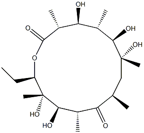 (3R)-14β-エチル-4β,6β,7α,12α,13α-ペンタヒドロキシ-3α,5β,7,9β,11α,13-ヘキサメチルオキサシクロテトラデカン-2,10-ジオン 化学構造式