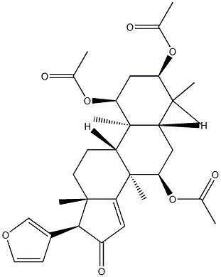 (13α,17α)-1α,3α,7α-Tris(acetyloxy)-21,23-epoxy-4,4,8-trimethyl-24-nor-5α-chola-14,20,22-trien-16-one Structure