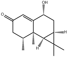 (1aR)-1,1,7β,7aβ-テトラメチル-3β-ヒドロキシ-1aβ,2,3,5,6,7,7a,7bβ-オクタヒドロ-1H-シクロプロパ[a]ナフタレン-5-オン 化学構造式