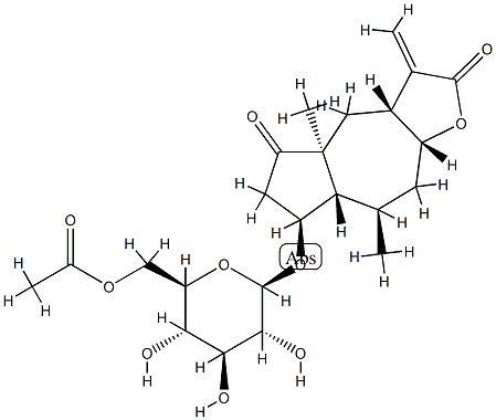 (3aR,7aα,9aα)-3,3a,4,4a,6,7,7a,8,9,9a-Decahydro-7α-[(6-O-acetyl-β-D-glucopyranosyl)oxy]-4aβ,8α-dimethyl-3-methyleneazuleno[6,5-b]furan-2,5-dione,26836-43-1,结构式