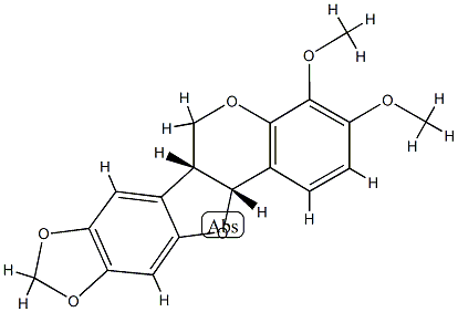 (6aR,12aα)-6a,12a-ジヒドロ-3,4-ジメトキシ-6H-[1,3]ジオキソロ[5,6]ベンゾフロ[3,2-c][1]ベンゾピラン 化学構造式