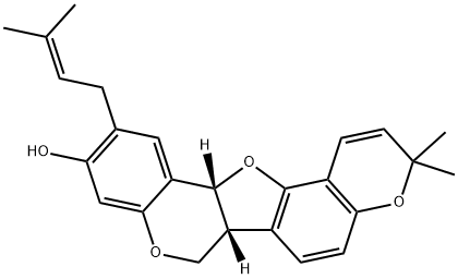 (6bR,12bR)-6bβ,12bβ-Dihydro-3,3-dimethyl-11-(3-methyl-2-butenyl)-3H,7H-furo[3,2-c:5,4-f']bis[1]benzopyran-10-ol Structure