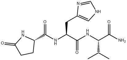 5-オキソ-L-Pro-L-His-L-Val-NH2 化学構造式