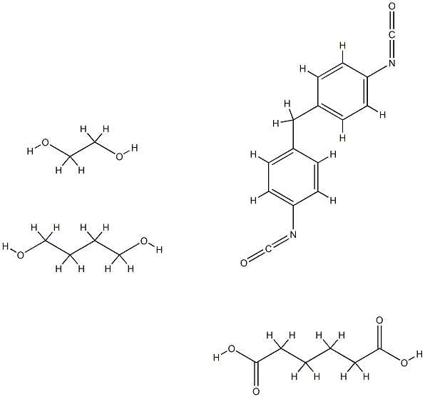 Hexanedioic acid, polymer with 1,4-butanediol, 1,2-ethanediol and 1,1-methylenebis4-isocyanatobenzene Struktur