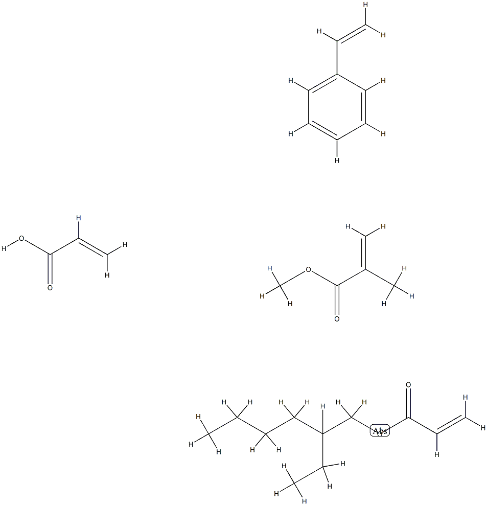 2-甲基-2-丙烯酸甲酯与乙烯基苯、2-丙烯酸-2-乙基己酯和2-丙烯酸的聚合物 结构式