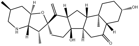 (5α)-13,18-Didehydro-17,23β-epoxy-12α,13-dihydro-3β,14-dihydroxyveratraman-6(5H)-one,27317-54-0,结构式