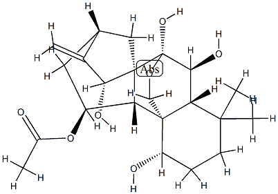 (15R)-11β-アセトキシ-7α,20-エポキシカウラ-16-エン-1α,6β,7,15-テトラオール 化学構造式