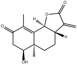 (3aS)-3aβ,5,5a,6,7,9bα-ヘキサヒドロ-6β-ヒドロキシ-5aα,9-ジメチル-3-メチレンナフト[1,2-b]フラン-2,8(3H,4H)-ジオン 化学構造式