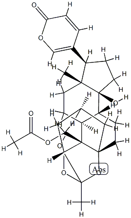 19-アセトキシ-1β,3β,5-[エチリジントリス(オキシ)]-14-ヒドロキシ-5β,14β-ブファ-20,22-ジエノリド 化学構造式