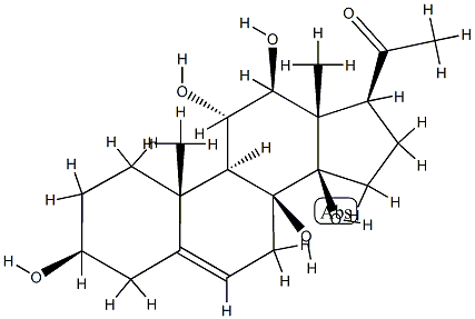 3β,8,11α,12β,14β-ペンタヒドロキシプレグナ-5-エン-20-オン 化学構造式