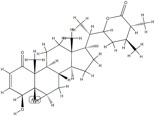 (20S,25R)-5,6β-エポキシ-4β,22-ジヒドロキシ-1-オキソ-5β-エルゴスタ-2-エン-26-酸δ-ラクトン 化学構造式