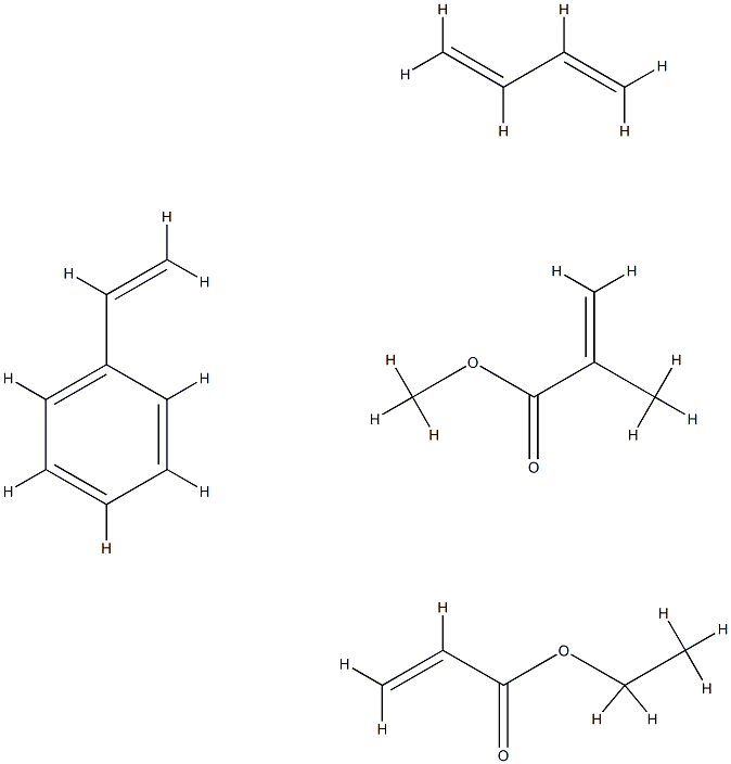 2-甲基-2-丙烯酸甲酯与1,3-丁二烯、乙烯苯和丙烯酸乙酯的聚合物,27965-85-1,结构式