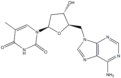 5'-(6-Amino-9H-purin-9-yl)-5'-deoxythymidine Struktur