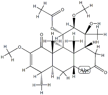 11α-アセトキシ-13-ヒドロキシ-2,12β-ジメトキシピクラサ-2-エン-1,16-ジオン 化学構造式