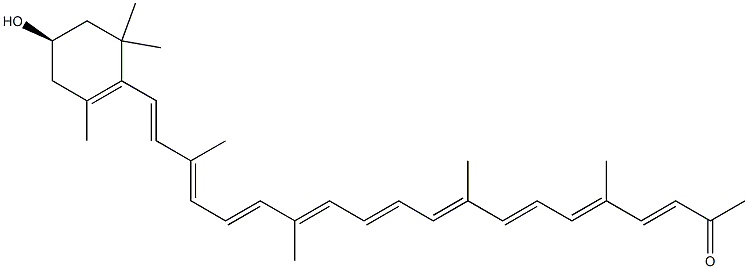 20-[(R)-4-Hydroxy-2,6,6-trimethyl-1-cyclohexen-1-yl]-5,9,14,18-tetramethyl-3,5,7,9,11,13,15,17,19-icosanonen-2-one Struktur