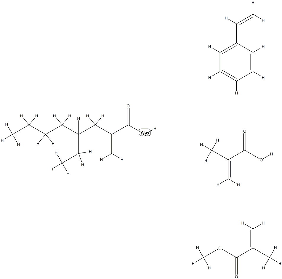 2-甲基-2-丙烯酸与乙烯基苯、2-丙烯酸-2-乙基己酯和2-甲基-2-丙烯酸甲酯的聚合物 结构式