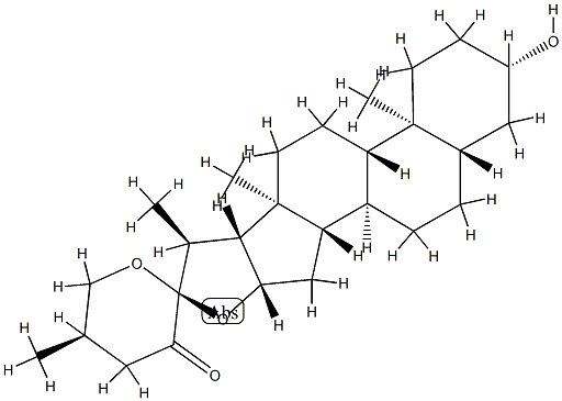 (22S,25R)-3β-Hydroxy-5α-spirostan-23-one Structure